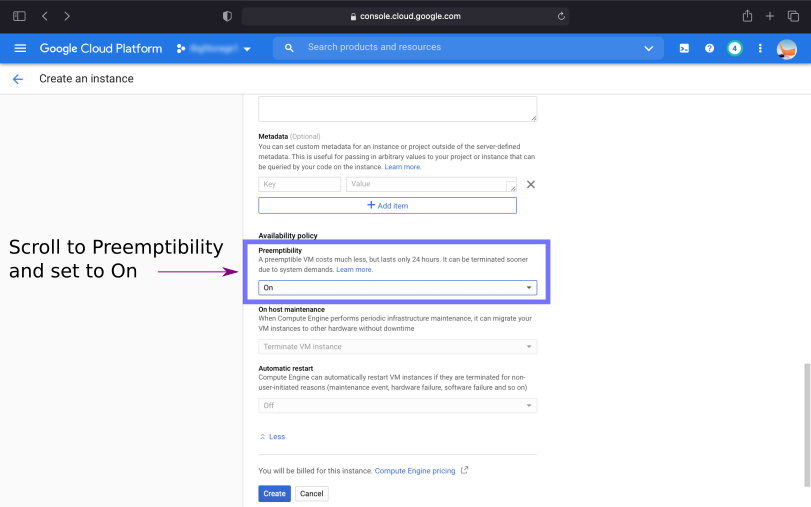 Turning on premptibility